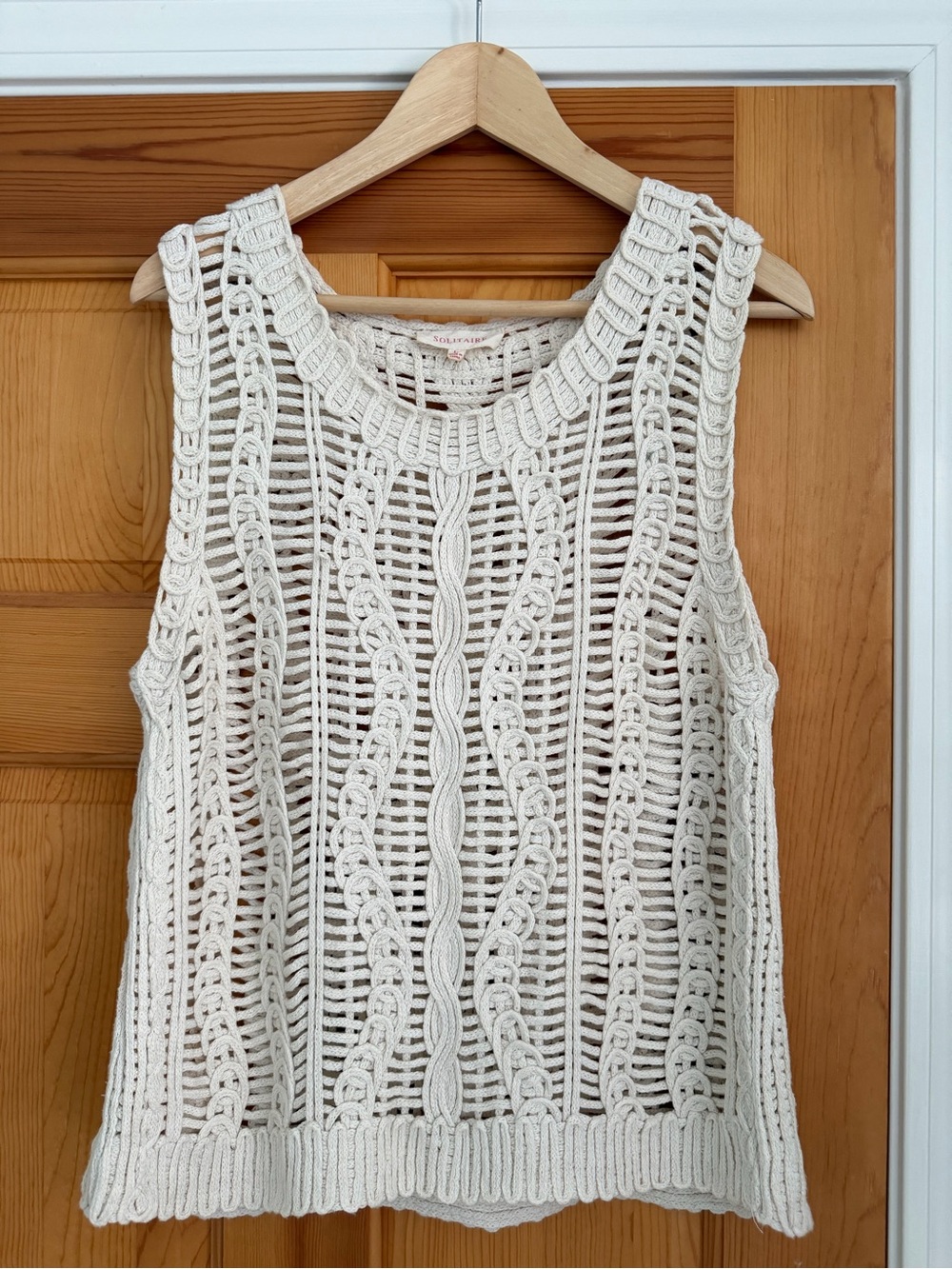 Solitaire Cotton Crochet Open Knit Top Size Large